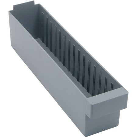 QUANTUM STORAGE SYSTEMS 25 lb Shelf Storage Bin, High Impact Polystyrene, 4-5/8 in W, 4-5/8 in H, Gray, 17-5/8 in L, 6 PK K-QED604GY-6